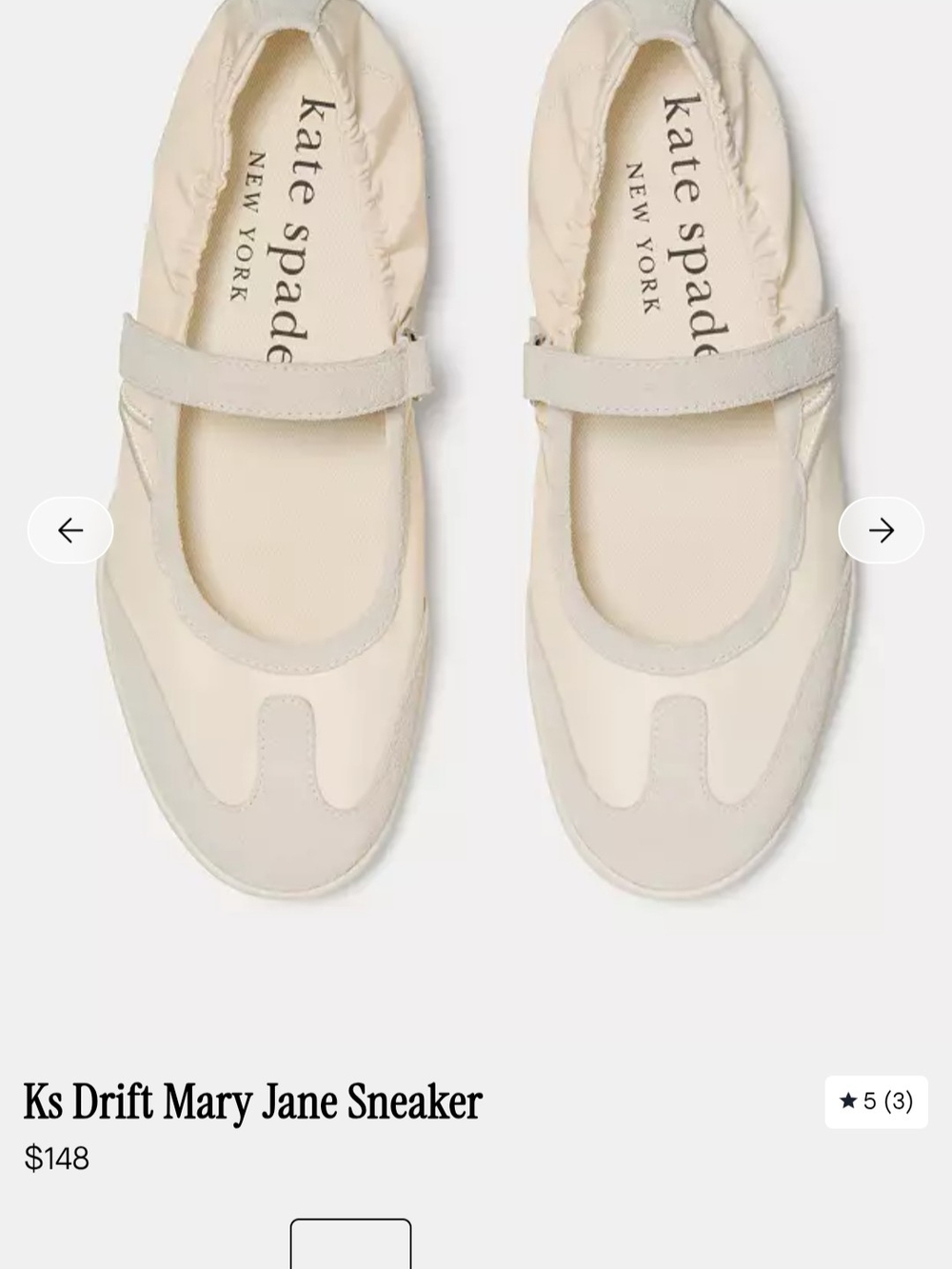 kate spade Women's Cream Mary Jane Sneaker
